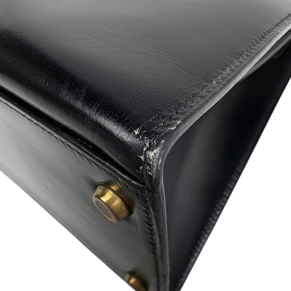 Hermes Kelly 32, external stitching, handbag, box calf leather, black, women's. - Picture 6 of 15